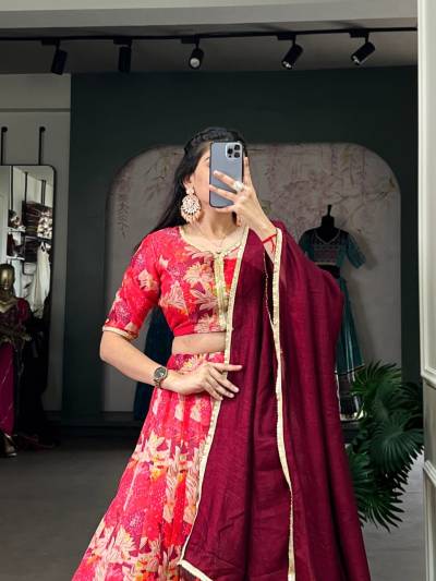 LNB 1032 RED DESIGNER SILK LEHENGA CHOLI WHOLESALER IN INDIA